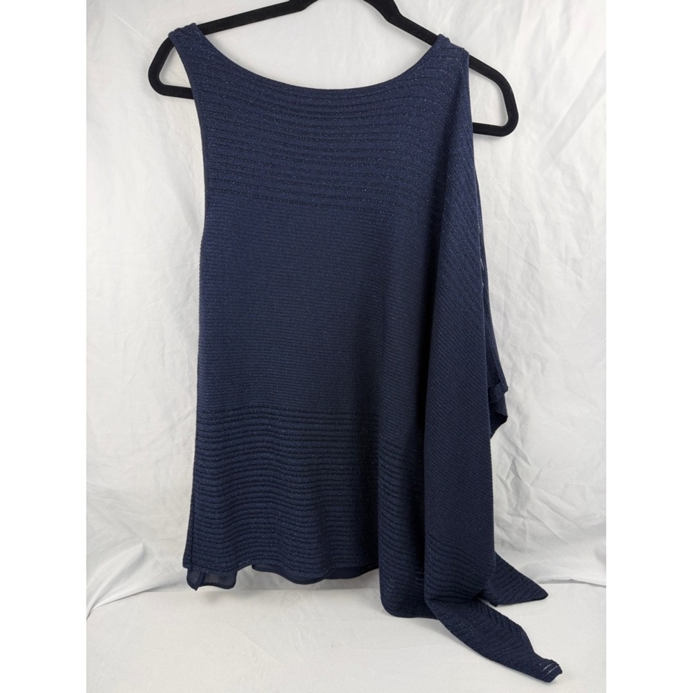 White House Black Market Petite XS WHBM Metallic One Shoulder Top Asymmetrical